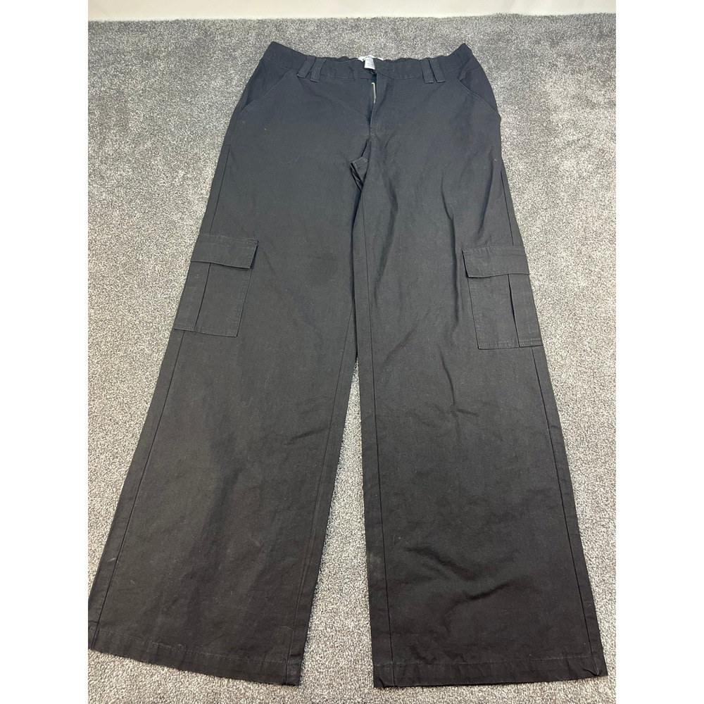 RSQ Wide Leg Cargo Pants Elastic Waistβ Utility Women's Size Large Black